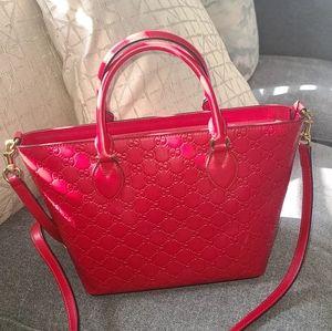 Gucci Red Guccissima Leather Tote
